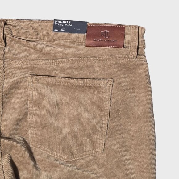 Ralph Lauren Womens Corduroy Mid-Rise Straight Leg Pants Brown Camel NWT - Picture 7 of 11